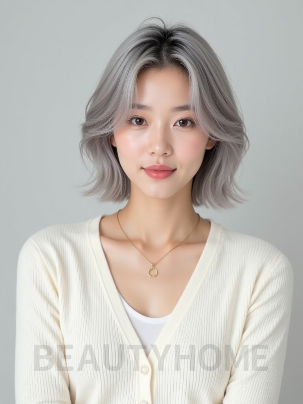 펄 그레이 숏 레이어드