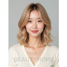 골든 블론드 턱밑 웨이브 단발
