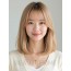 골든 블론드 어깨 스트레이트 단발+뱅