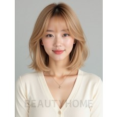 골든 블론드 쇄골 레이어드 단발+풀뱅