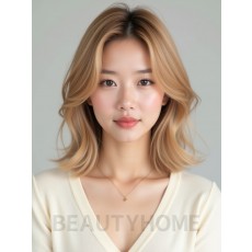 골든 블론드 턱밑 비대칭 단발