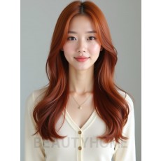 체리 레드 긴 생머리+사이드
