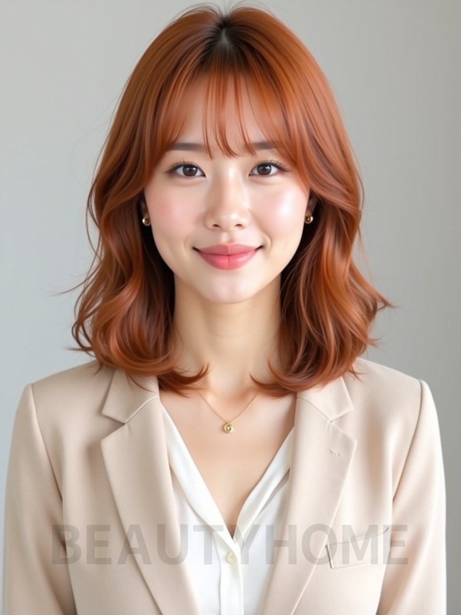 오렌지 코퍼 어깨선 웨이브