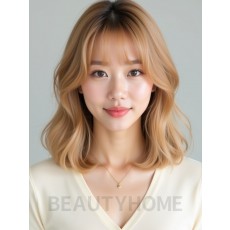 골든 블론드 어깨 레이어+풀뱅