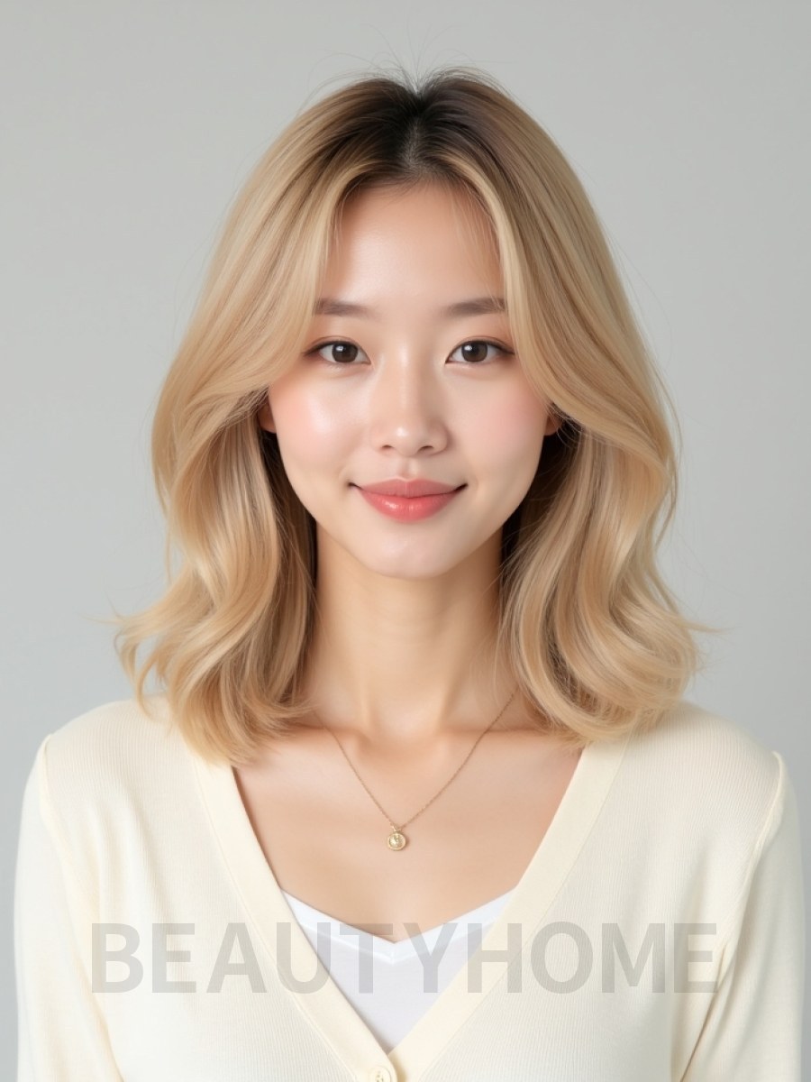 골든 블론드 턱밑 텍스처 단발
