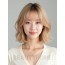골든 블론드 턱밑 텍스처 단발+풀뱅