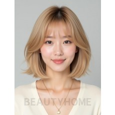 골든 블론드 쇄골 스택 단발+뱅