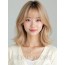 골든 블론드 턱밑 비대칭 단발+풀뱅