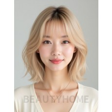 골든 블론드 쇄골 인버티드 단발+풀뱅