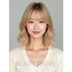 골든 블론드 쇄골 그라데이션 단발+뱅