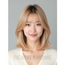 골든 블론드 턱밑 블런트 단발+사이드뱅