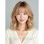 골든 블론드 어깨 컬 단발+뱅
