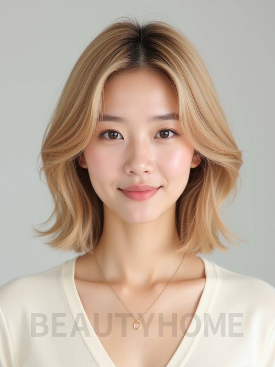 골든 블론드 쇄골 텍스처 단발