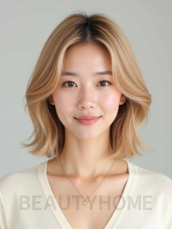 골든 블론드 쇄골 텍스처 단발