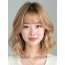 골든 블론드 쇄골 그라데이션 단발+풀뱅