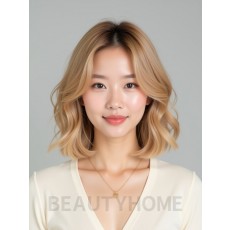 골든 블론드 어깨 컬 단발