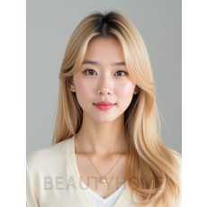 골든 블론드 쇄골 생머리+사이드