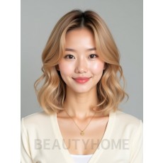 골든 블론드 쇄골 웨이브 단발