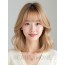 골든 블론드 쇄골 텍스처 단발+풀뱅