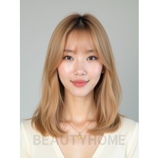 골든 블론드 어깨 생머리+센터