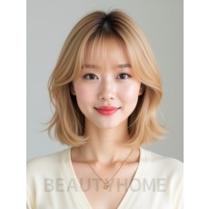 골든 블론드 턱밑 인버티드 단발+뱅