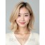 골든 블론드 턱밑 비대칭 단발+사이드뱅