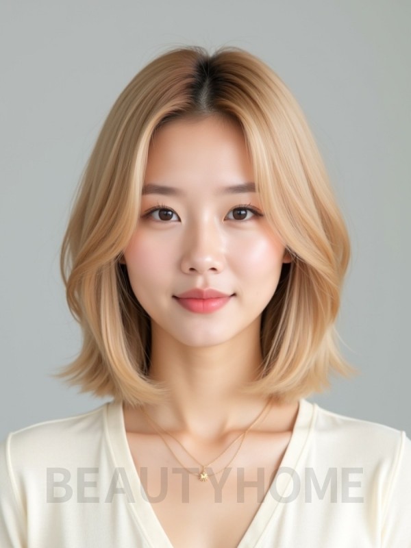 골든 블론드 쇄골 스택 단발