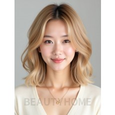 골든 블론드 쇄골 레이어드 단발