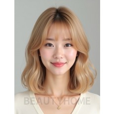 골든 블론드 쇄골 블런트 단발+풀뱅