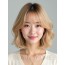 골든 블론드 턱밑 레이어드 단발+커튼뱅