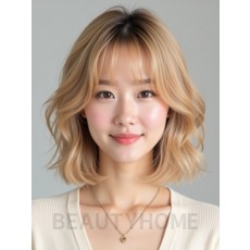 골든 블론드 턱밑 컬 단발