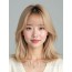 골든 블론드 어깨 스트레이트 단발+시스루뱅