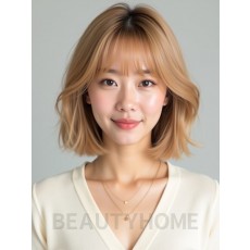 골든 블론드 어깨 블런트 단발