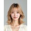 골든 블론드 쇄골 웨이브 단발+사이드뱅