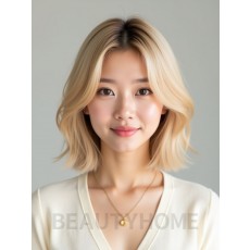 골든 블론드 턱밑 블런트 단발