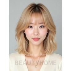 골든 블론드 쇄골 그라데이션 단발