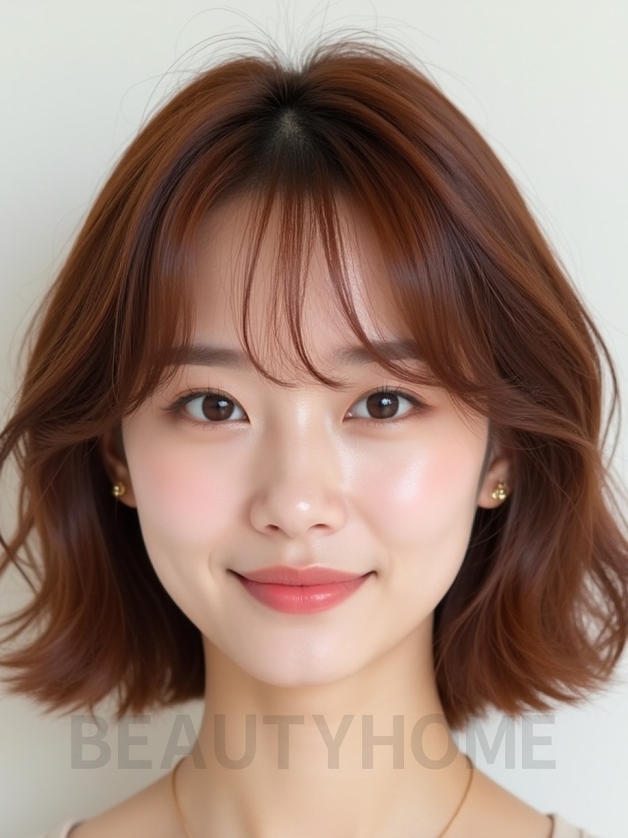쇄골 웨이브 단발+풀뱅
