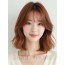 베이지 브라운 어깨 텍스처 단발+시스루뱅