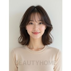 애쉬 브라운 쇄골 웨이브+사이드뱅
