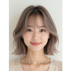 토프 브라운 쇄골 블런트 단발+사이드뱅