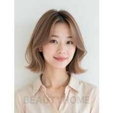 어깨 블런트 단발+사이드뱅