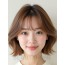 베이지 브라운 쇄골 텍스처 단발+풀뱅