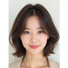 애쉬 브라운 턱밑 텍스처 단발+사이드뱅