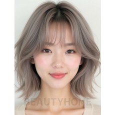 애쉬 브라운 턱밑 텍스처 단발