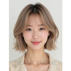 턱밑 레이어드 단발+시스루뱅