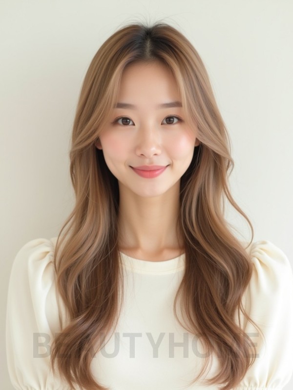 베이지 브라운 긴 생머리+센터