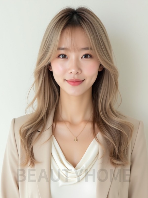 긴 생머리+사이드뱅