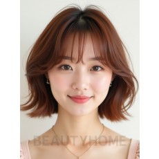 귀밑 비대칭 단발+커튼뱅