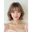 밀크티 브라운 턱선 블런트 단발+커튼뱅