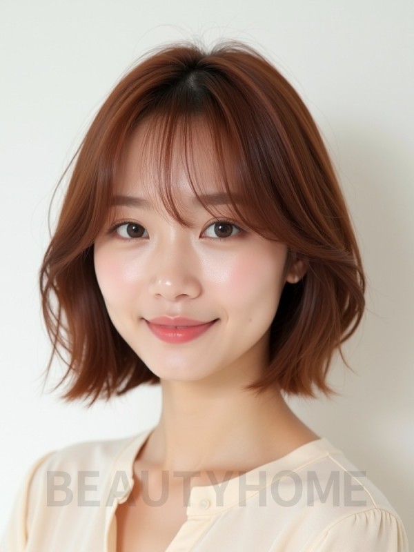 쇄골 스택 단발+시스루뱅